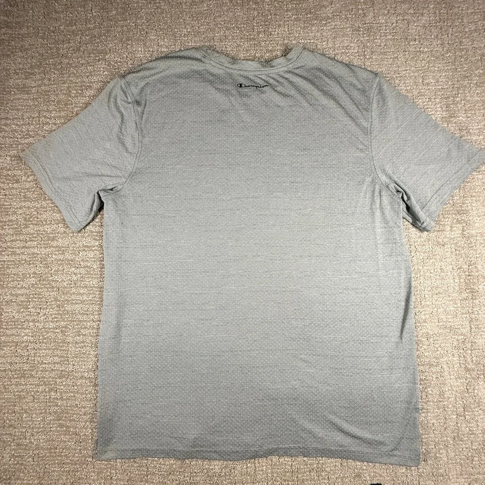 Champion T Shirt Mens Large Gray Script Logo Athletic Short Sleeve Tee - Picture 4 of 8